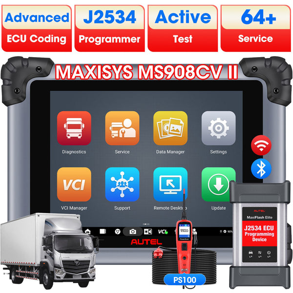 Autel Maxisys MS908CV II (US Version) 2024 Heavy Duty Truck Scanner with PS100