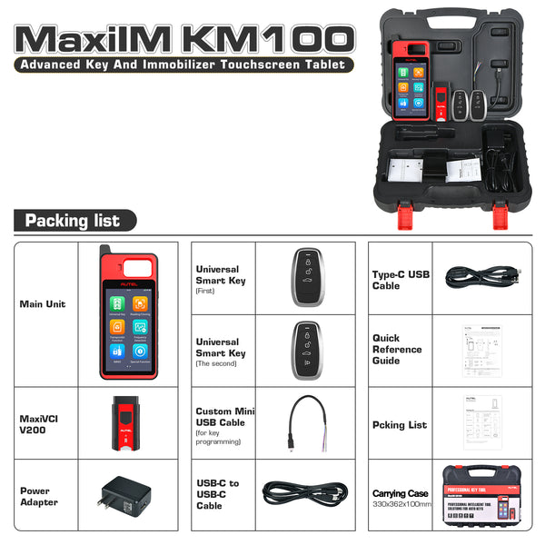 Autel KM100 Packing List