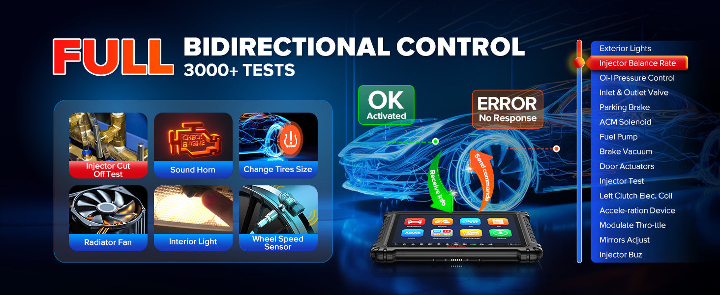 Bi-Directional Control of OBD2 Diagnostics Scanner