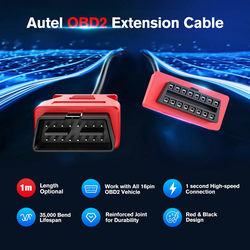 Autel OBD2 Extension Cable(1m/3.3ft) | Full 16Pin Male to Female OBDII Extension Cable Diagnostic Extender | 16Pin OBD II Cord Adapter | for All OBD2 OBD II Vehicles