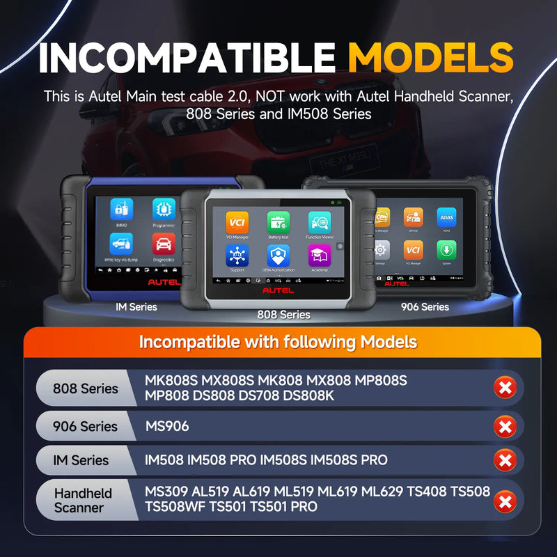 Autel Original OBD2 Main Test Cable | Only Work with Autel Handheld Scanner/808 Series/900 Series/906 Series/IM Series | 5.6ft(1.7M)/16 Pin OBDII Diagnostic Test Cable