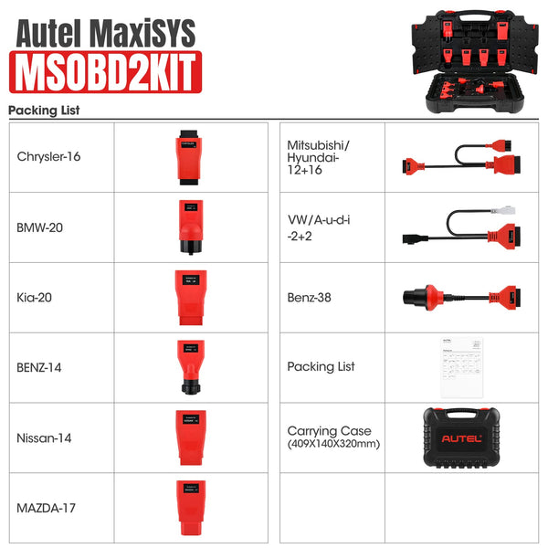 Autel Original Non-OBDII Adapter Set 12  Connectors Compatible with MaxiDAS DS808, MaxiPro MP808, MaxiSys MS906BT and MS906TS
