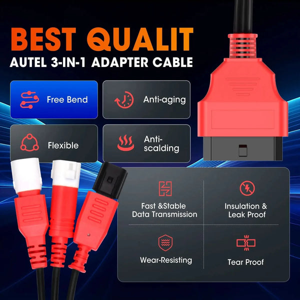 Autel Original OBD Diagnostic Cable 3Pin 4Pin 6Pin to 16Pin Adapter | Stable Transmission | Real Time Engine Data Reading