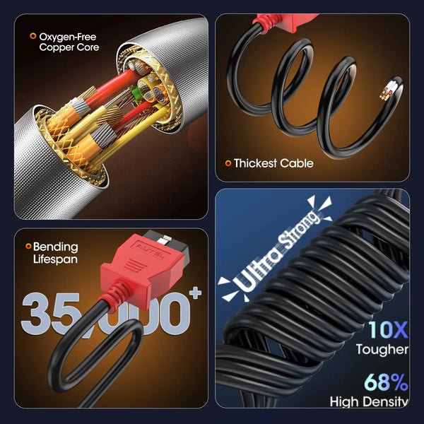 Autel Original OBD2 Main Test Cable | Only Work with Autel Handheld Scanner/808 Series/900 Series/906 Series/IM Series | 5.6ft(1.7M)/16 Pin OBDII Diagnostic Test Cable
