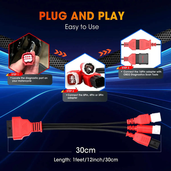 Autel Original OBD Diagnostic Cable 3Pin 4Pin 6Pin to 16Pin Adapter | Stable Transmission | Real Time Engine Data Reading