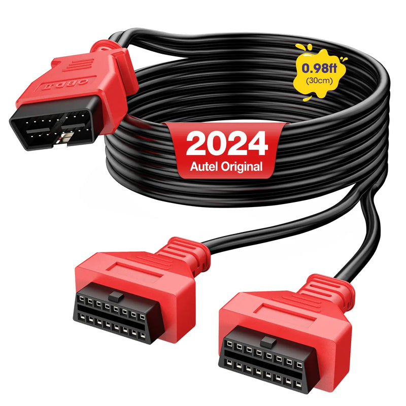 Autel Original OBD2 Splitter 16 Pin OBD II Splitter Extension(1FT/ 30CM) | 1X Male to 2X Female Extension Cable Adapter | OBDII Extension Cord