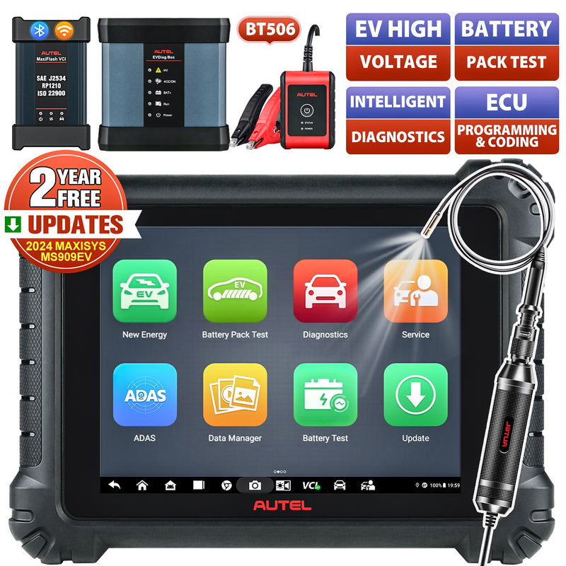 【2-Year Free Update】Autel Maxisys MS909EV Intelligent EV Diagnostics Scanner with MV108S & BT506