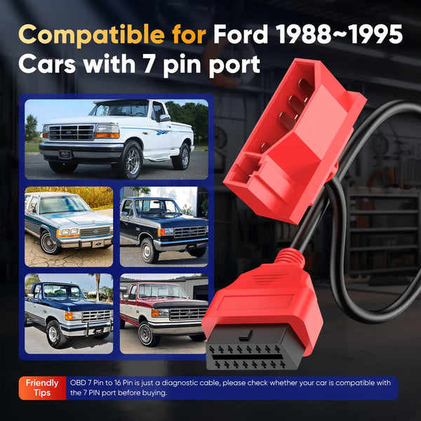 Autel For Ford 7 Pin OBD1 to OBD2 Adapter Cable | 7Pin OBD1 to 16 Pin OBD2 Diagnostic Cable | Fit for Ford Vehicles with 7Pin Port | Work with Scan Tool and Code Reader