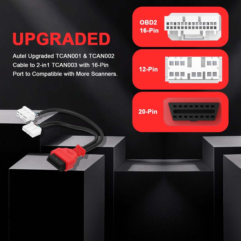 Autel TCAN003 for Tesla Model 3, Y, S, X |  Original Diagnostic Cable | Upgraded 20 Pin+12 Pin to 16 Pin OBDII Adapter | OBD2 Connector | Work with Scanner Ultra, MS919, MS909, Elite, MS908S PRO, MK908 PRO
