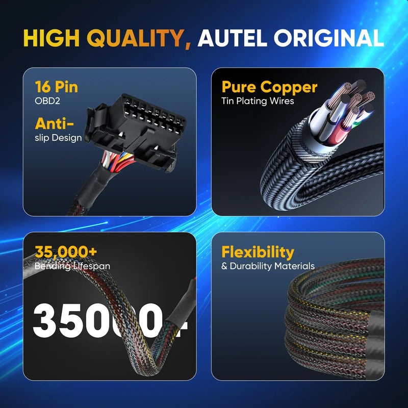 Autel OBD2 16Pin J1962 Female to OBDII | Open Pigtail Cable(1FT/ 30CM) | Pigtail Fixed Wire Harness with Underdash Mount Bracket | OE-Quality