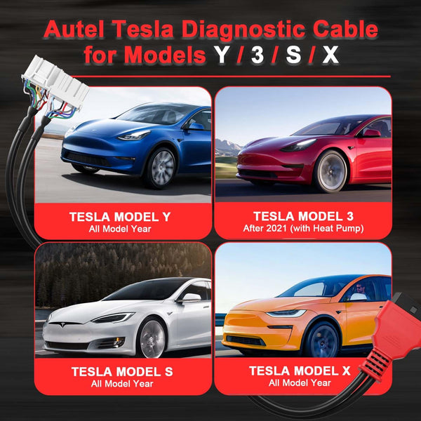Autel Original Diagnostic Cable TCAN003 for Tesla Model 3, Y, S, X | Upgraded 20 Pin+12 Pin to 16 Pin OBDII Adapter | OBD2 Connector | Work with Scanner Ultra, MS919, MS909, Elite, MS908S PRO, MK908 PRO