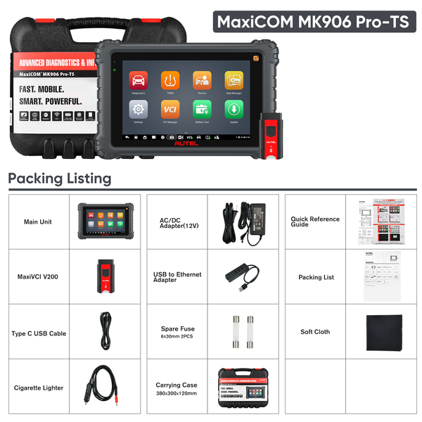 Autel MaxiCOM MK906Pro TS ( MK906S PRO-TS ) Autel Scanner with TPMS Functions ECU Coding, Bi-directional Control, 36+ Services, Upgrade Ver. OF MS906 PRO-TS/ MS906 PRO/ MS906TS/ MS906BT