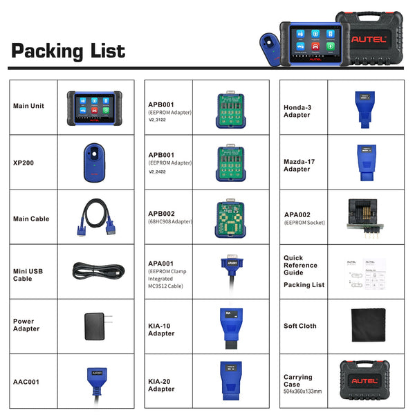 Autel MaxiIM IM508S Key Packing List