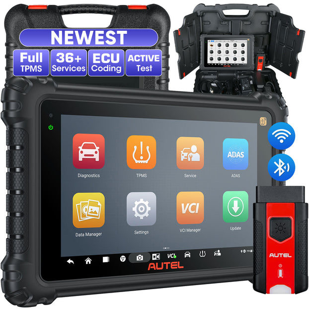 MS906Pro-TS diagnostic scanner with TPMS, ADAS, ECU coding, and VCI management capabilities.