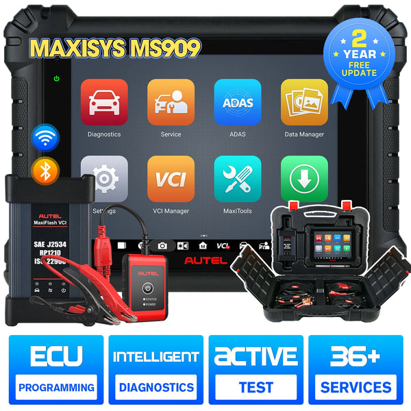 【2-Year Free Update】Autel MaxiSys MS909 Intelligent Diagnostics Tool, Same as MS919/ Ultra, Topology Map 2.0, Upgrade of MS Elite 2/ Elite/ MS908S Pro, TSB, Repair Tips, ECU Programming/Coding, 36+ Service, Active Tests