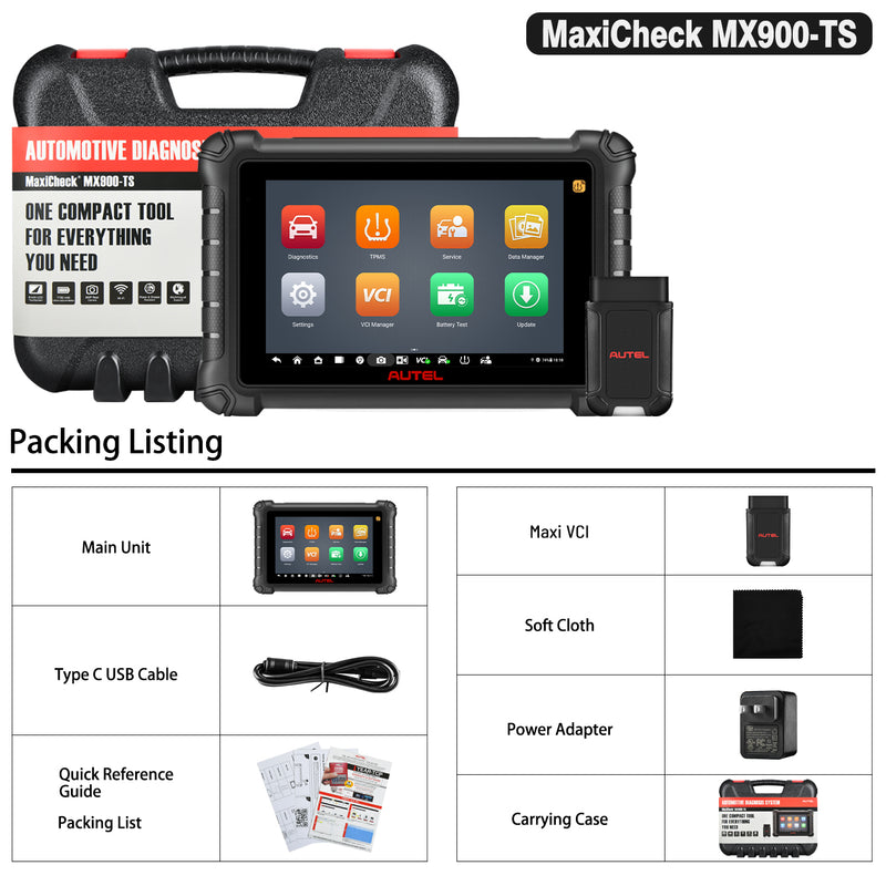 Autel MaxiCheck MX900-TS | All System Diagnostic Scanner with Full TPMS Functions, Bi-Directional Control, 40+ Services, Updated Of MX808TS/MX808S-TS/MK808TS