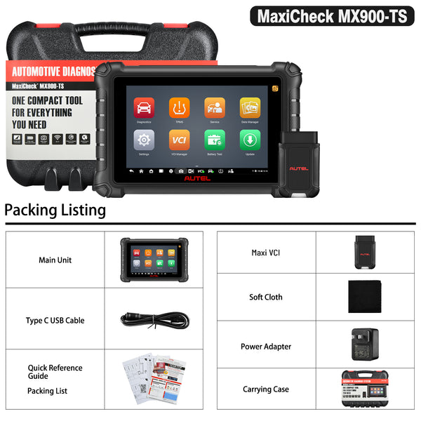 Autel MaxiCheck MX900TS MX900-TS All System Diagnostic Scanner with Full TPMS Functions, Bi-Directional Control, 40+ Services, Updated Of MX808TS/MX808S-TS/MK808TS