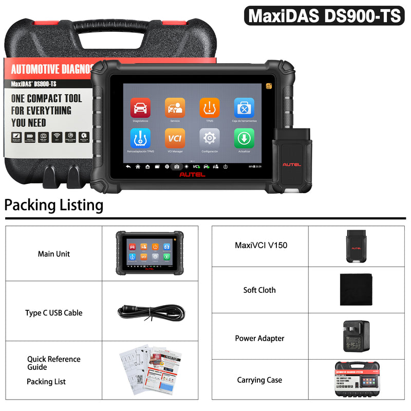 Autel MaxiDAS  DS900TS | Wireless TPMS Diagnostic Tool, Full TPMS Functions, All Systems Diagnostics, Bi-Directional Control, Advanced ECU Coding, 40+ Service, Updated of MS906 PRO-TS/MK906 PRO-TS