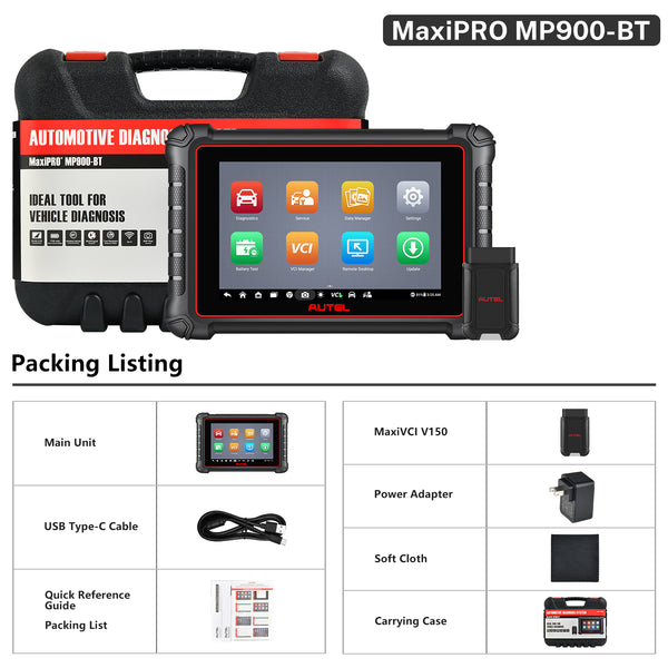 Autel MaxiPRO MP900BT/MP900Z-BT Automotive Full System Diagnostic Scanner Packing List
