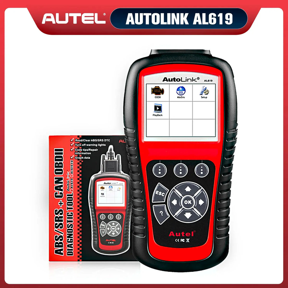 obdprice.com - $79 AUTEL AutoLink AL619 Code Reader Tool Free Delivery