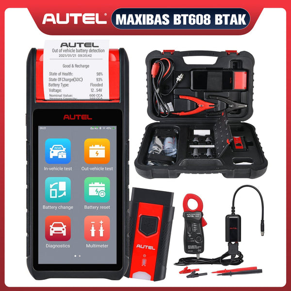 Autel MaxiBAS BT608 BTAK Car Battery Tester & Electrical System Diagnostic Tool with Battery Tester Accessory Kit