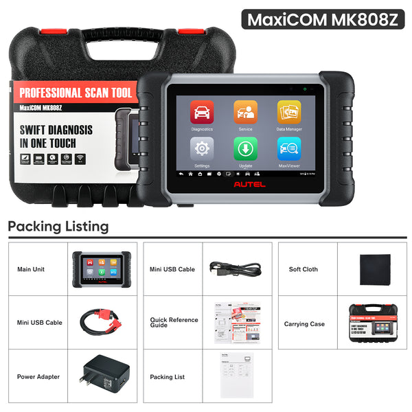 Autel MaxiCOM MK808S/MK808Z Automotive Diagnostic Scanner with Android 11.0, All System Diagnostics, 28+ Service, 3000+ Active Test, NO IP Limitation, 2025 Upgraded of MK808/MX808