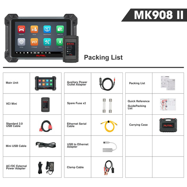 Autel MaxiCOM MK908 II Packing List