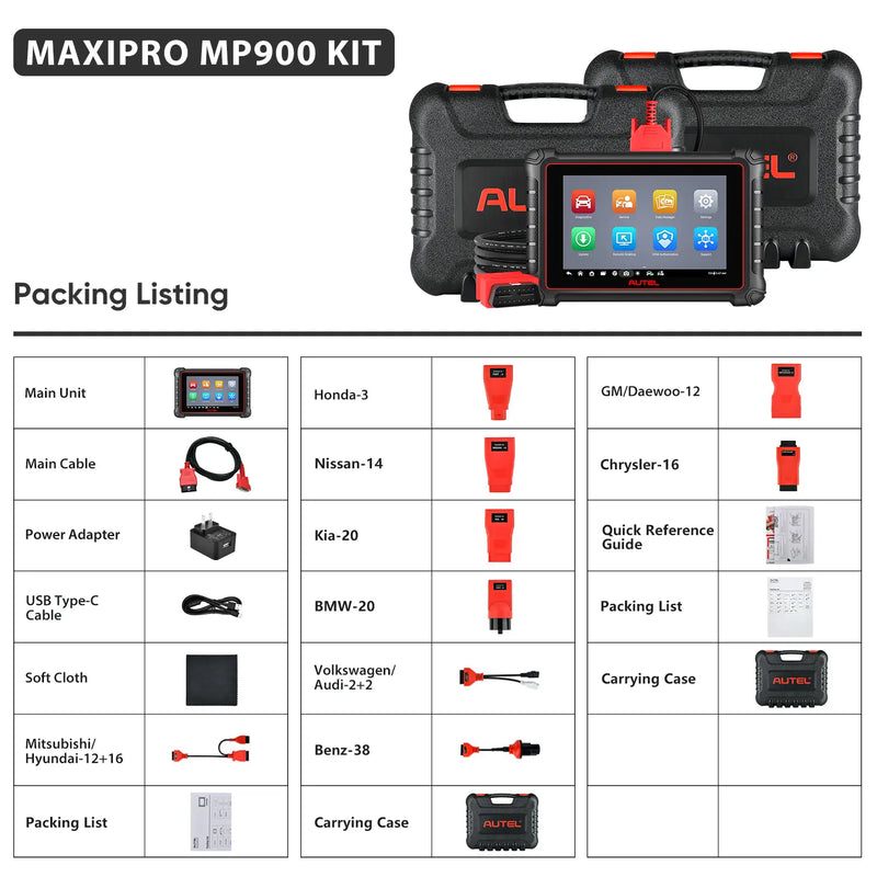 Autel MaxiPRO MP900 kit packing list