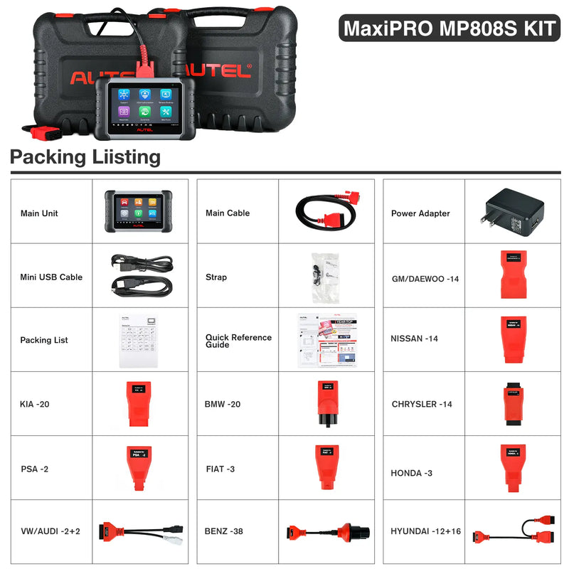 Autel MaxiPro MP808S Kit Packing List 1