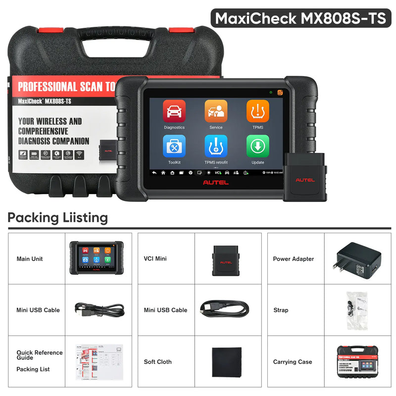 Autel Maxicheck MX808S TS PACKING List