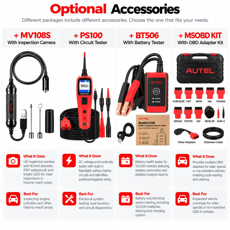 Autel_MS906_Pro_optional_accessories_comparison_including_MV108S_PS100_BT506_and_MSOBD_Kit
