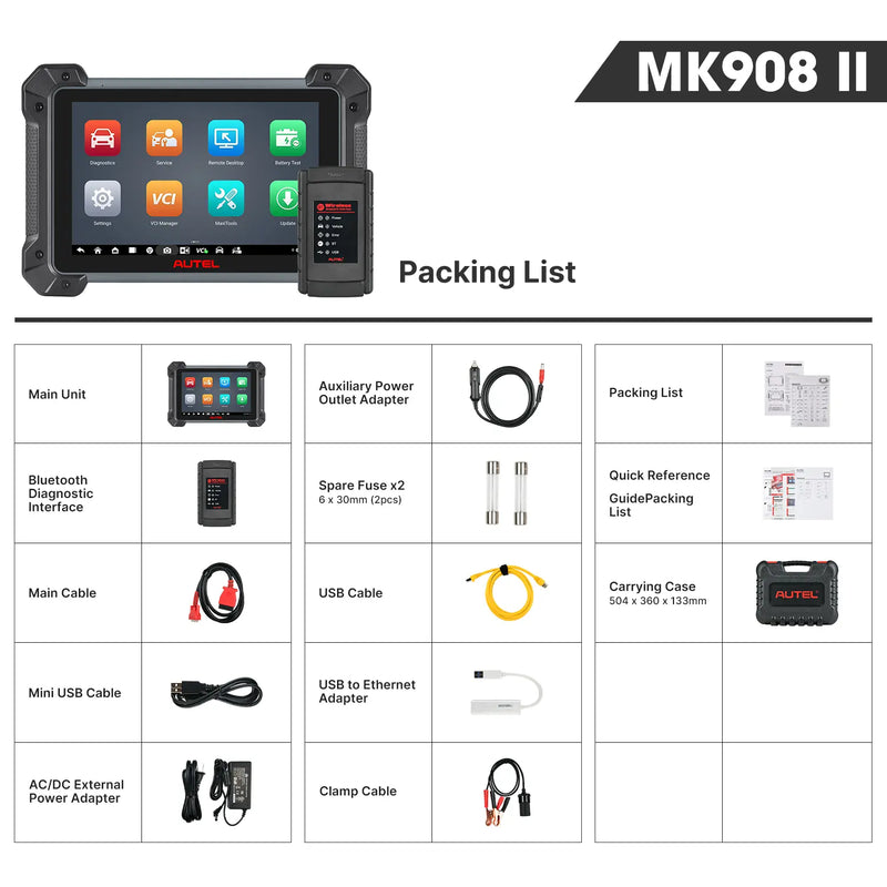 Autel MaxiCOM MK908 II Packing List