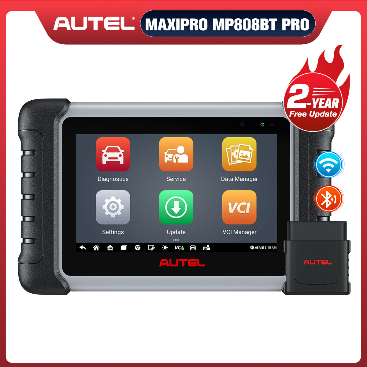 【2-Year Free Update】Autel MaxiPRO MP808BT PRO Wireless Diagnostic Scanner,2024 New Advanced ECU Coding Bi-Directional Control OBD II Scanner, Upgrade Ver. of MP808/MP808BT