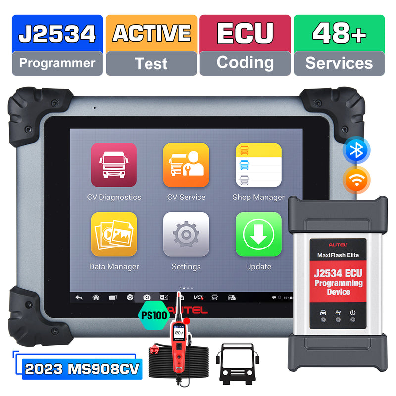 Autel Maxisys CV MS908CV Heavy Duty Truck Diagnostic Tool with PS100