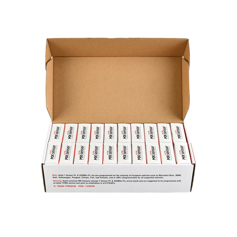 20PCS Autel MX TPMS Sensor (Metal Stem) | 433MHz & 315MHz 2-in-1 Sensor | Universal Programmable TPMS Sensor Rubber Valve Clamp In