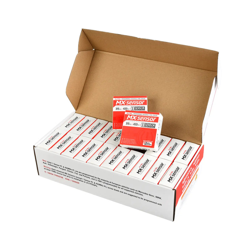 20PCS Autel MX TPMS Sensor (Metal Stem) | 433MHz & 315MHz 2-in-1 Sensor | Universal Programmable TPMS Sensor Rubber Valve Clamp In