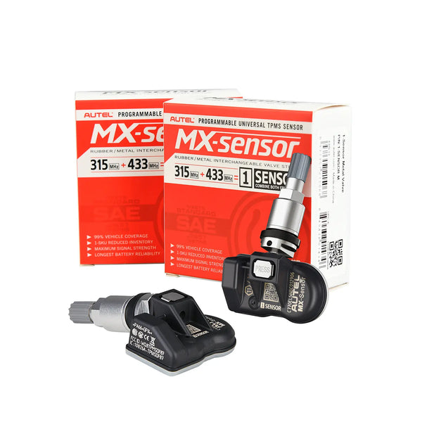 20PCS Autel MX TPMS Sensor (Metal Stem) | 433MHz & 315MHz 2-in-1 Sensor | Universal Programmable TPMS Sensor Rubber Valve Clamp In