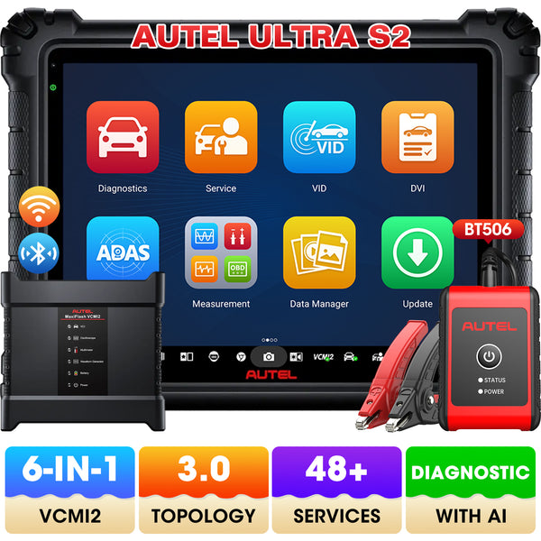 Autel MaxiSys Ultra S2 Diagnostic Scanner Tablet With AI, 6-IN-1 VCMI2, Topology 3.0, Enhanced Oscilloscope, 48+ Services, Upgraded from Autel Ultra (US Shipping Only)