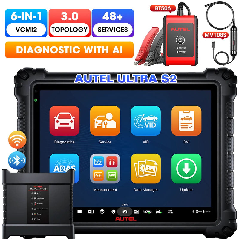Autel MaxiSys Ultra S2 | 2025 Newest Flagship Diagnostic Scanner |  With AI, 6-IN-1 VCMI2, Topology 3.0, Enhanced Oscilloscope, 48+ Services, Upgraded from Autel Ultra (US Shipping Only)