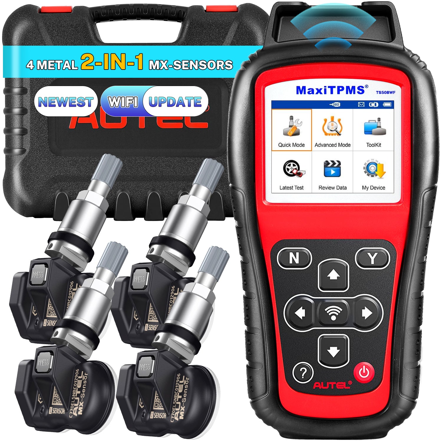 Autel MaxiTPMS TS508WF | WiFi TPMS Programming Tool With 4 PCS MX