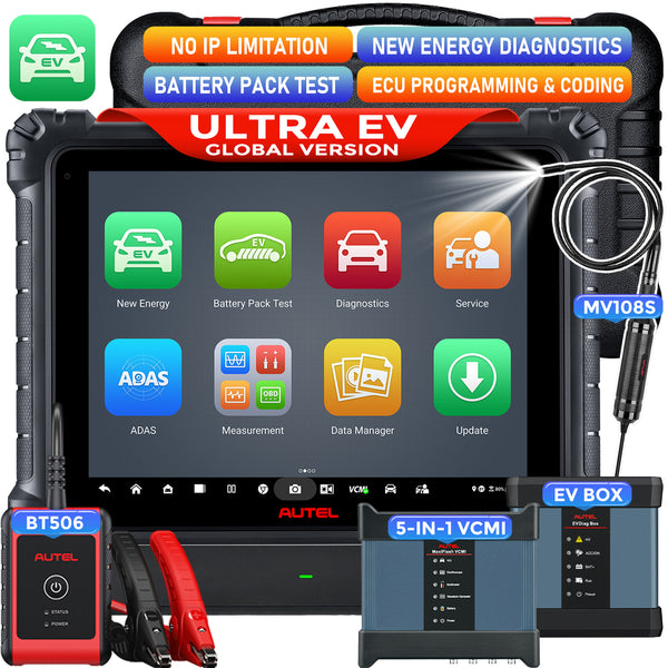 Autel MaxiSys Ultra EV (Global Version) 2024 Top EV Intelligent Diagnostic Scanner, High-Voltage System & Battery Pack Analysis, NO IP Limitation, with EVDiag Kit 5-in-1 VCMI, ECU Programming, 40+ Service, Upgrade of MS Ultra/ MS909