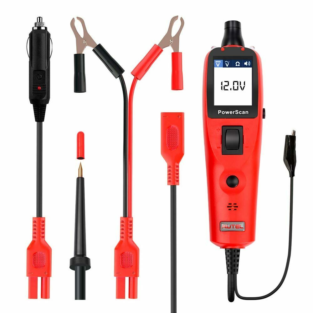 Testeur De Circuit Automobile Autel PowerScan PS100 – 12V-24V, écran LCD, Câble 12m, Multimètre Numérique - 12