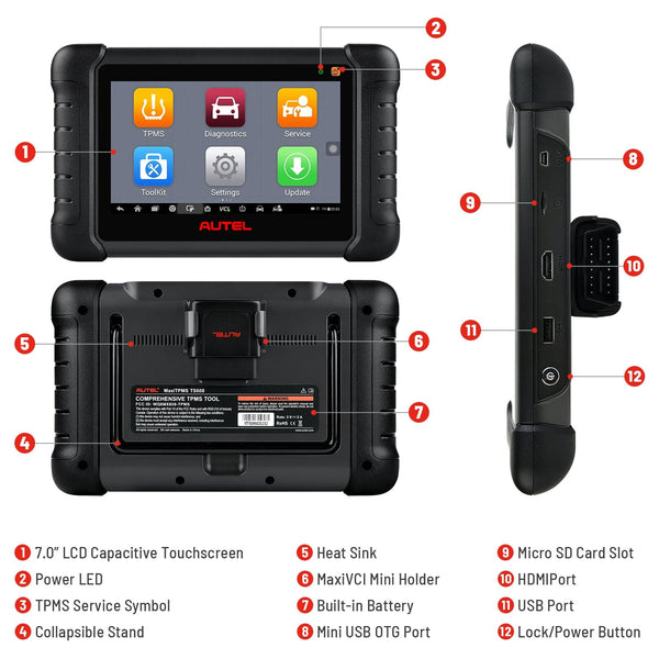 Autel MaxiTPMS TS608 Pro Diagnostic Scanner and OE-Level TPMS Service Tool Interface Display