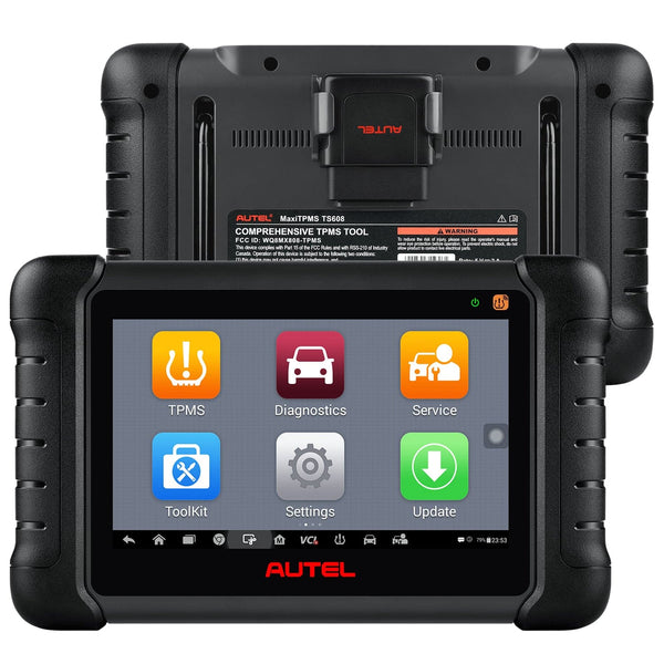 Autel MaxiTPMS Scan Tool TS608 Pro Diagnostic Scanner and OE-Level TPMS Service Tablet Front and Back
