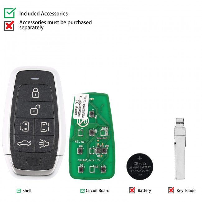 AUTEL IKEYAT006BL | Independent 6-Button Universal Smart Key - Left & Right Doors / Trunk