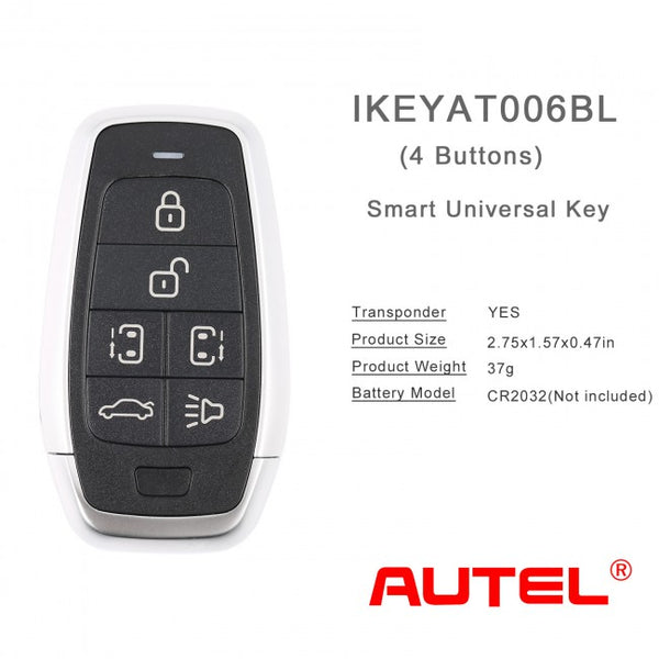 AUTEL IKEYAT006BL Independent 6-Button Universal Smart Key - Left & Right Doors / Trunk