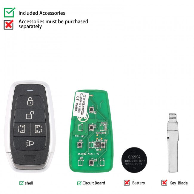 AUTEL IKEYAT005CL | Independent 5-Button Universal Smart Key - Left & Right Doors