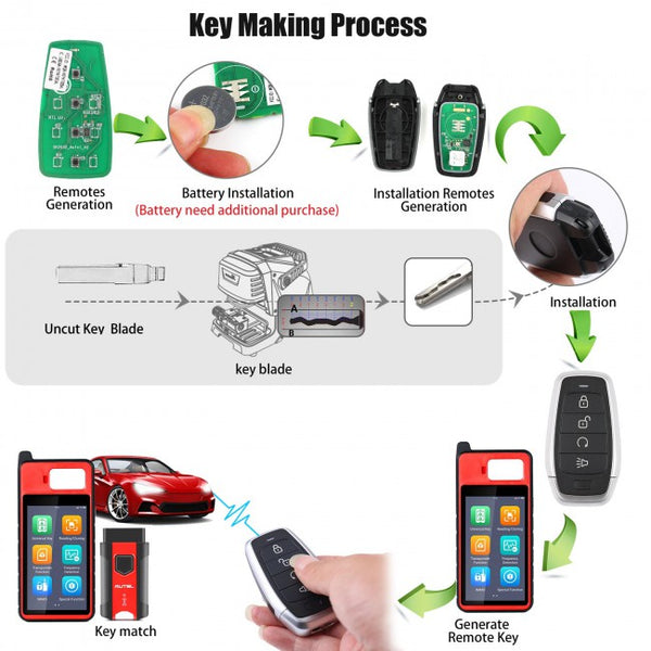 AUTEL IKEYAT004BL Independent 4 Button Universal Smart Key - Remote Start