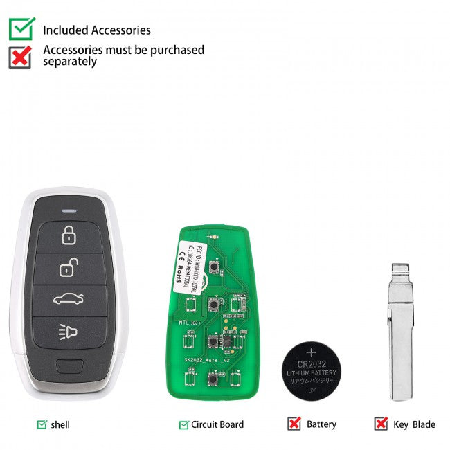 AUTEL IKEYAT004CL | Independent 4 Button Universal Smart Key - Trunk