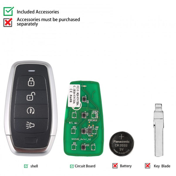 AUTEL IKEYAT004DL Independent 4 Button Universal Smart Key - Remote Start or A/C